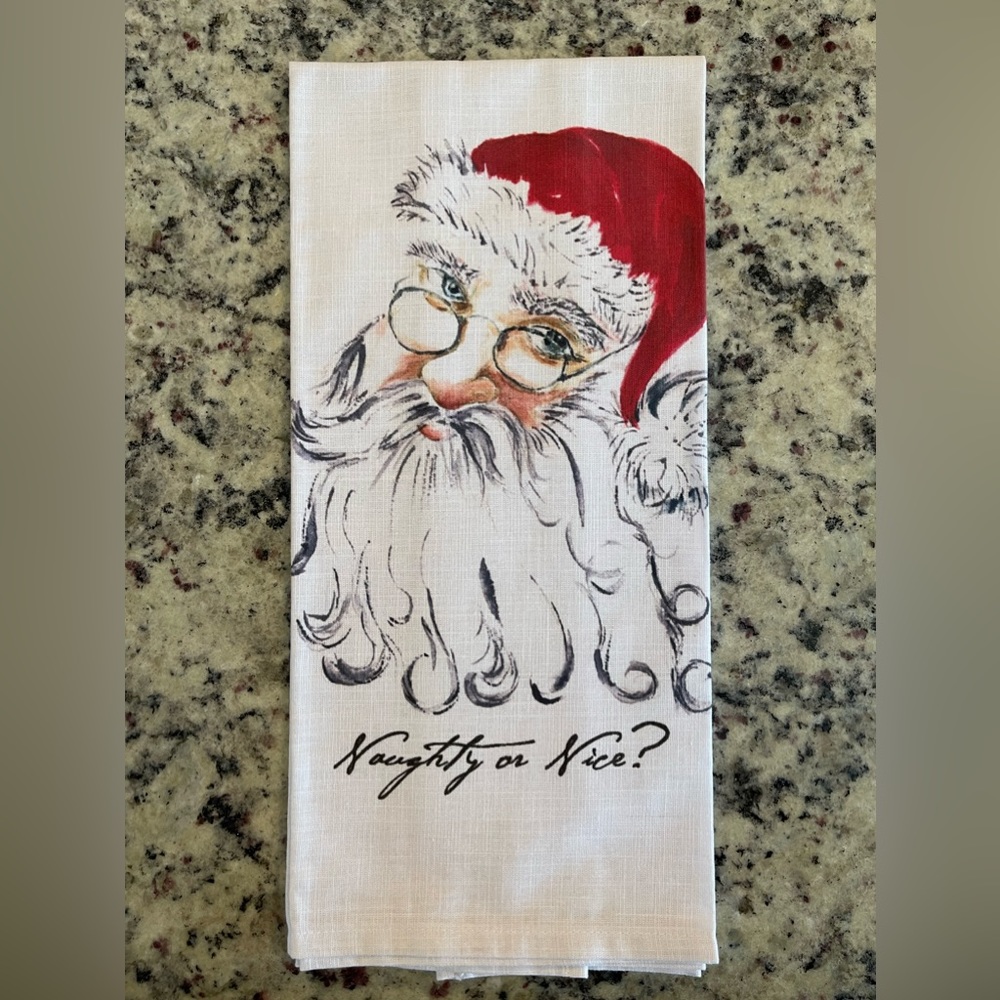 Christmas Santa Naughty or Nice Tea Towel
